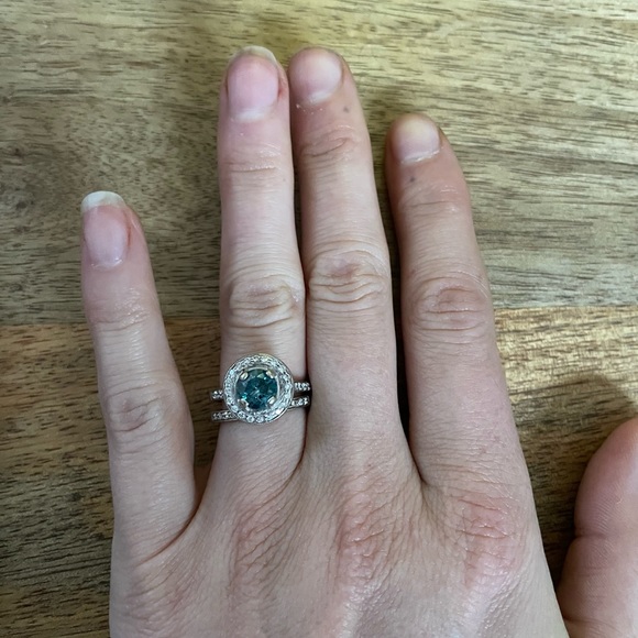 Blue Diamond wedding and engagement rings size 5 1/4 - Picture 2 of 3